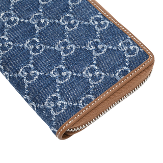 GG Denim Zip Around Wallet