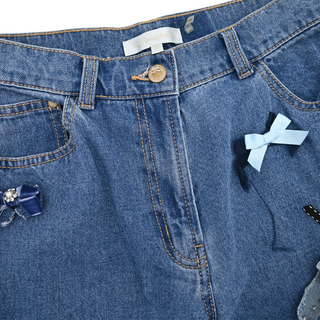 Dessa Bow Embellished Wide Leg Jeans