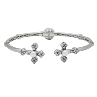JUDE FRANCES | Twin Cross White Gold Cuff Bracelet