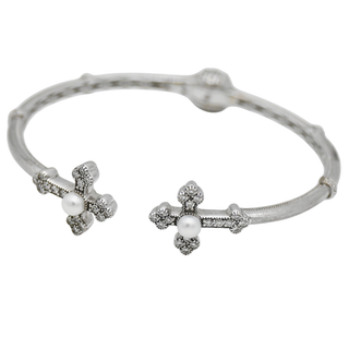 JUDE FRANCES | Twin Cross White Gold Cuff Bracelet