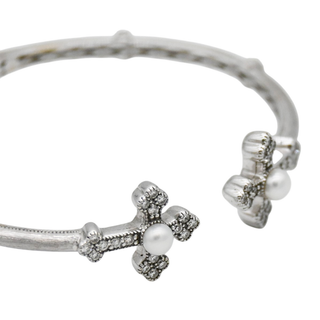 JUDE FRANCES | Twin Cross White Gold Cuff Bracelet