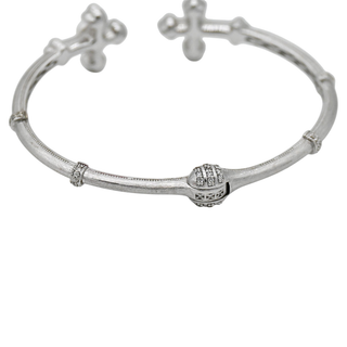JUDE FRANCES | Twin Cross White Gold Cuff Bracelet