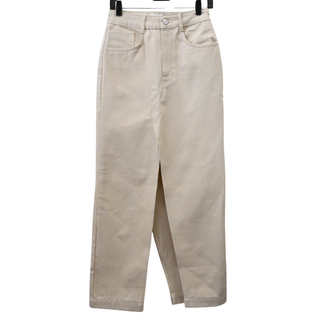 Beige Cotton Long Denim Skirt