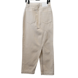 Beige Cotton Long Denim Skirt