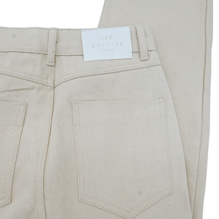 Beige Cotton Long Denim Skirt