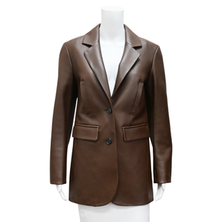 Brown Tailored Leather Blazer