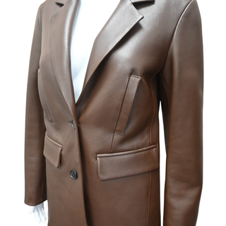Brown Tailored Leather Blazer