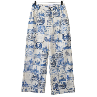 Miller Delft Toile Print Cotton Wide Leg Pants