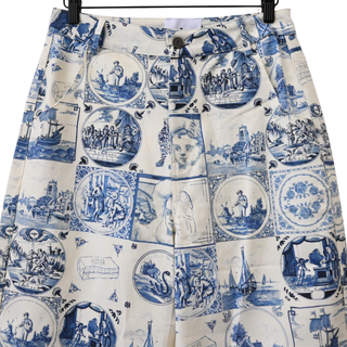 Miller Delft Toile Print Cotton Wide Leg Pants