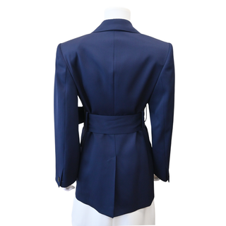 CELINE | Colonne Navy Blue Grain De Poudre Wool Jacket