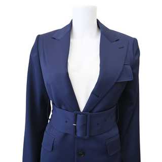 CELINE | Colonne Navy Blue Grain De Poudre Wool Jacket
