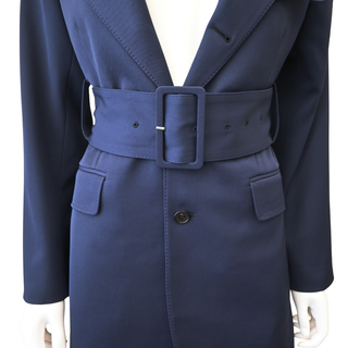 CELINE | Colonne Navy Blue Grain De Poudre Wool Jacket