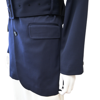 CELINE | Colonne Navy Blue Grain De Poudre Wool Jacket