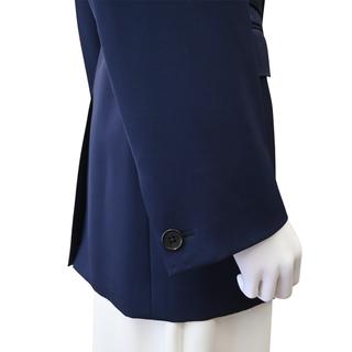 CELINE | Colonne Navy Blue Grain De Poudre Wool Jacket