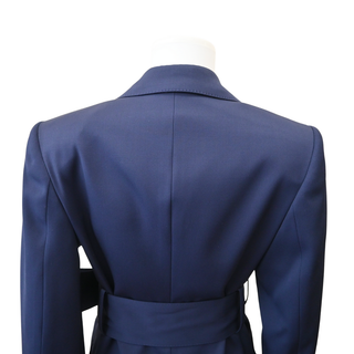 CELINE | Colonne Navy Blue Grain De Poudre Wool Jacket