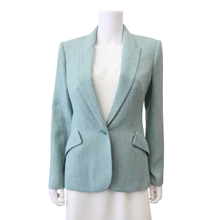 L'AGENCE | Teal Herringbone Single-Breasted Blazer