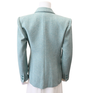 L'AGENCE | Teal Herringbone Single-Breasted Blazer