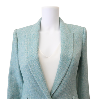 L'AGENCE | Teal Herringbone Single-Breasted Blazer