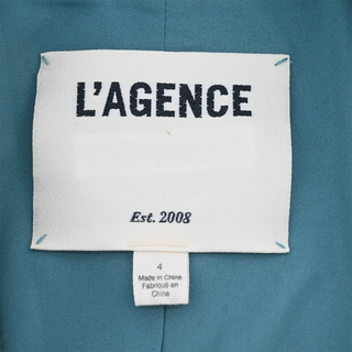 L'AGENCE | Teal Herringbone Single-Breasted Blazer