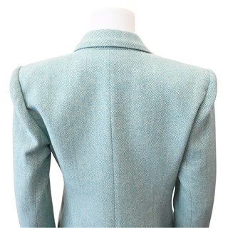 L'AGENCE | Teal Herringbone Single-Breasted Blazer