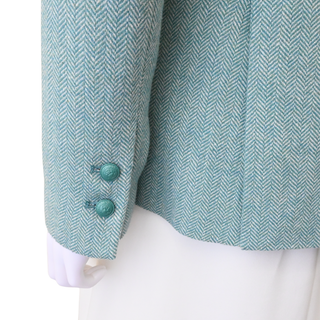 L'AGENCE | Teal Herringbone Single-Breasted Blazer