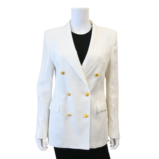 TAGLIATORE | White Nella Linen Double-Breasted Blazer