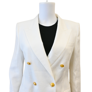 TAGLIATORE | White Nella Linen Double-Breasted Blazer