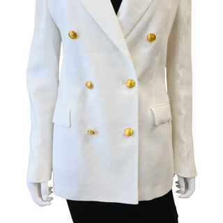TAGLIATORE | White Nella Linen Double-Breasted Blazer