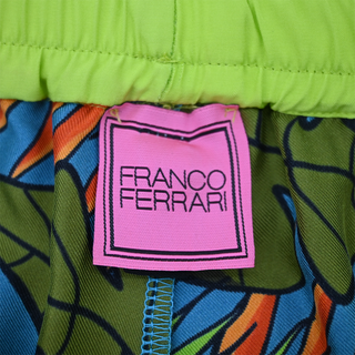 FRANCO FERRARI | Tropical Botanical Print Silk Wide Leg Pants