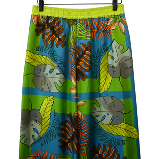 FRANCO FERRARI | Tropical Botanical Print Silk Wide Leg Pants
