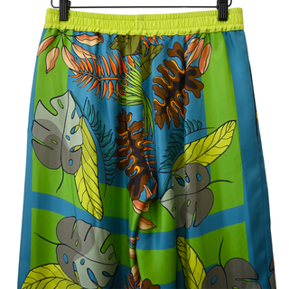 FRANCO FERRARI | Tropical Botanical Print Silk Wide Leg Pants