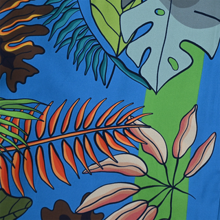 FRANCO FERRARI | Tropical Botanical Print Silk Wide Leg Pants