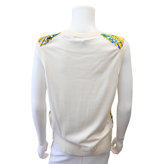 Majolica Print Silk Front Sleeveless Knit Top