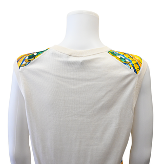 Majolica Print Silk Front Sleeveless Knit Top