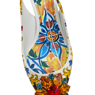 DOLCE & GABBANA | Floral Brocade Crystal Embellished Slingback Pumps