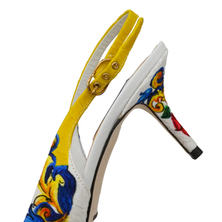 DOLCE & GABBANA | Floral Brocade Crystal Embellished Slingback Pumps