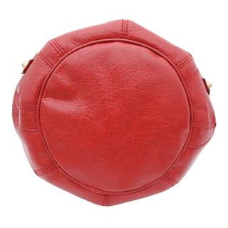 BALENCIAGA | Giant 12 Mini Pompon Red Leather Bucket Crossbody Bag