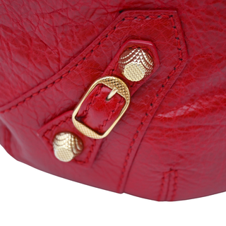 BALENCIAGA | Giant 12 Mini Pompon Red Leather Bucket Crossbody Bag
