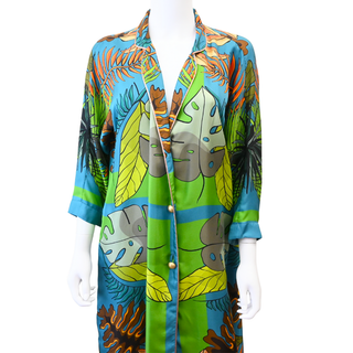 FRANCO FERRARI | Tropical Botanical Print Long Kimono Robe