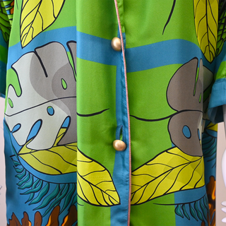 FRANCO FERRARI | Tropical Botanical Print Long Kimono Robe
