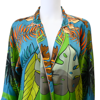 FRANCO FERRARI | Tropical Botanical Print Long Kimono Robe