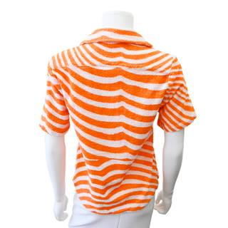 THE ELDER STATESMAN | Wavy Stripe Terrycloth Button Front Shirt