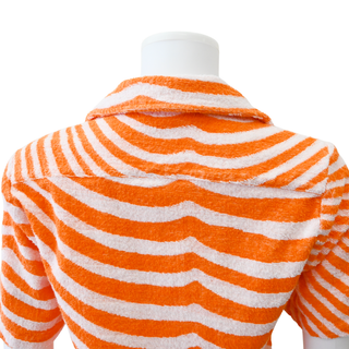 THE ELDER STATESMAN | Wavy Stripe Terrycloth Button Front Shirt