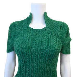 OSCAR DE LA RENTA | Green Cashmere Cable Knit Peplum Sweater