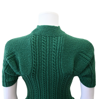 OSCAR DE LA RENTA | Green Cashmere Cable Knit Peplum Sweater