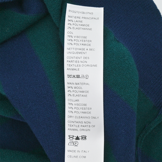 Striped Wool Blend Long Sleeve Polo Sweater