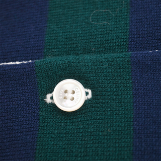 Striped Wool Blend Long Sleeve Polo Sweater