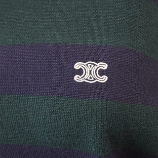 Striped Wool Blend Long Sleeve Polo Sweater
