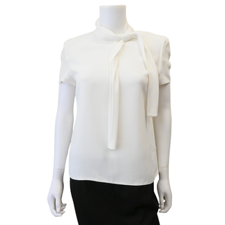 CELINE | Off-White Lavalliere Tie Neck Blouse