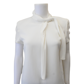 CELINE | Off-White Lavalliere Tie Neck Blouse
